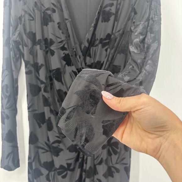 Calvin Klein Womens Black Velvet Mini Burnout Sheath Dress Size 12 Floral - Picture 5 of 12